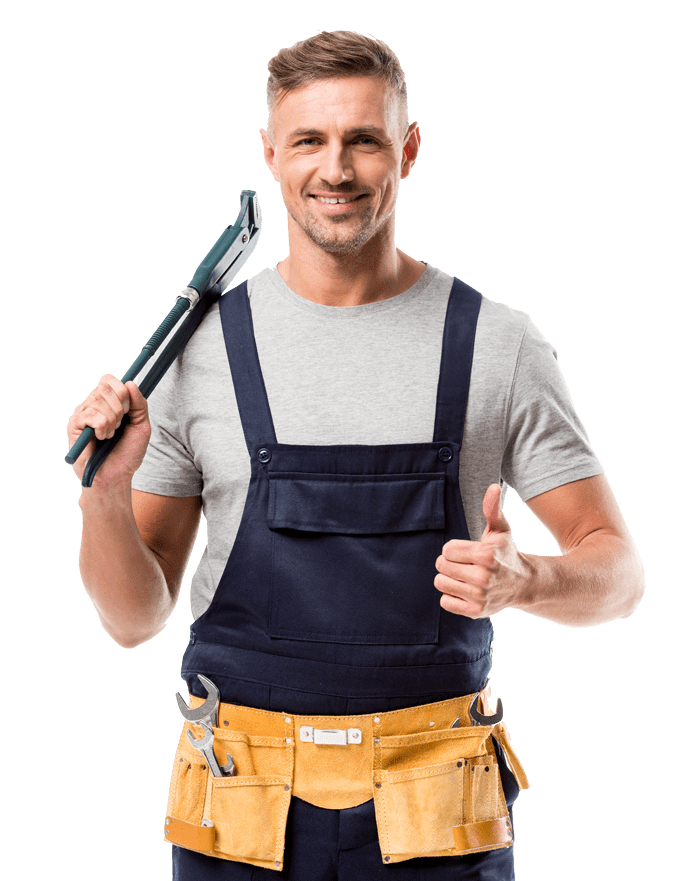 Expert Plumbing Technician Giving Thumbs Up