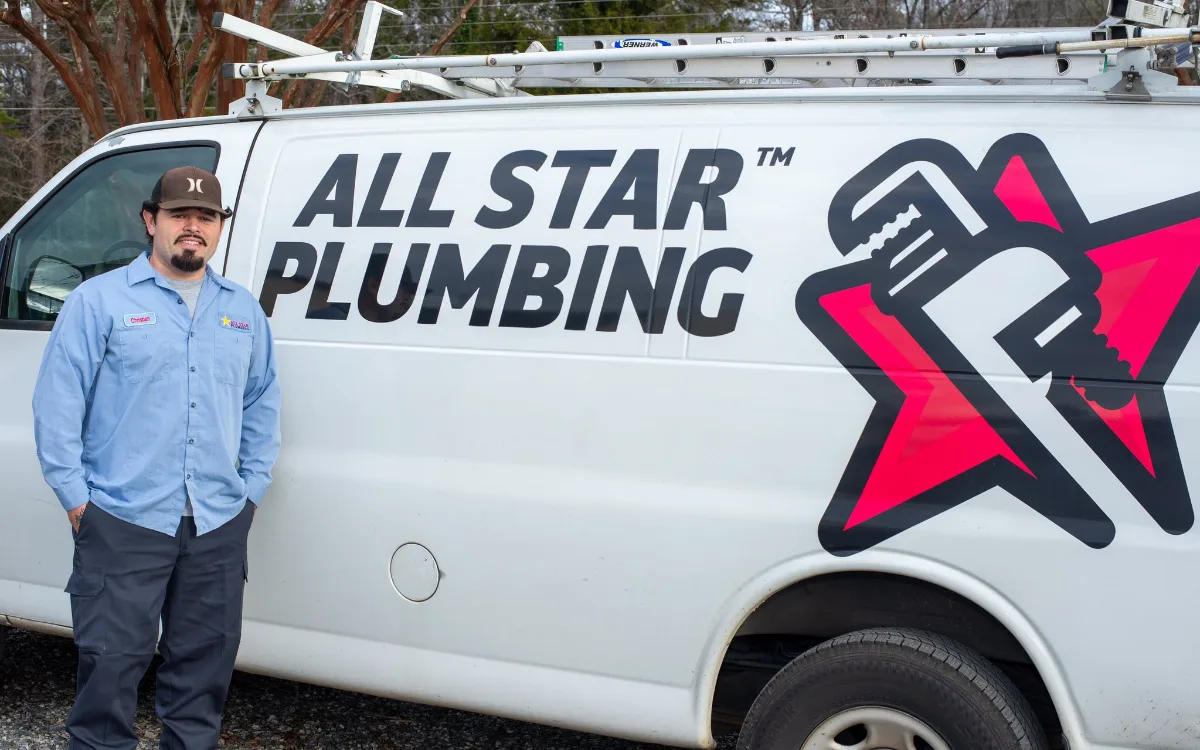 All-Star Plumbing van at a commercial property in Greensboro NC